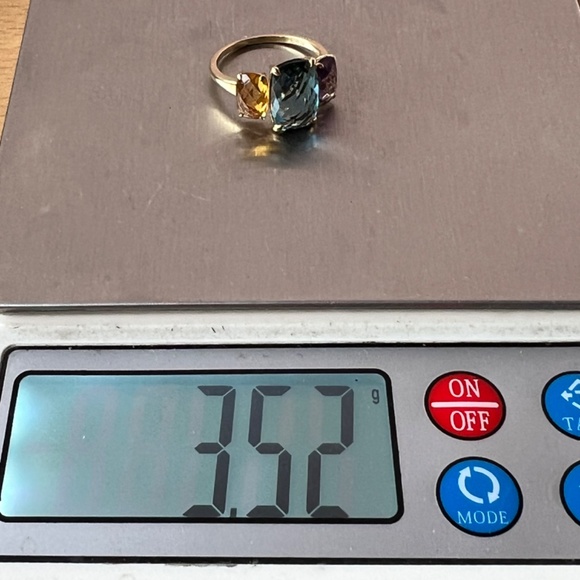 EFFY 14K GOLD MOSAIC LONDON BLUE TOPAZ CITRINE AMETHYST MULTI GEMSTONE RING - Picture 12 of 16